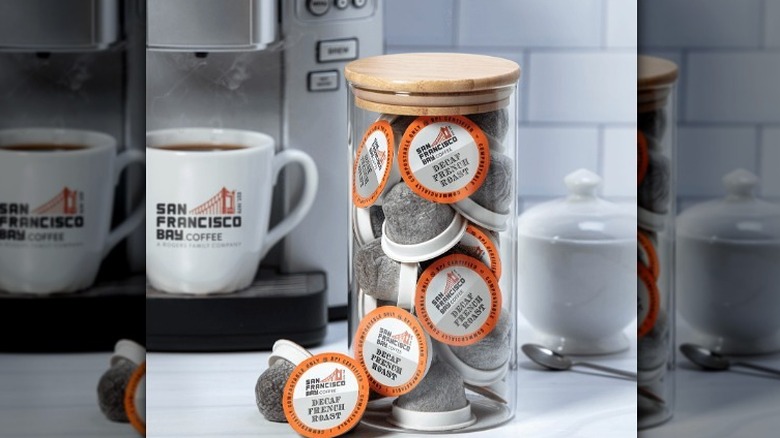 Jar of San Francisco Bay Coffee pods