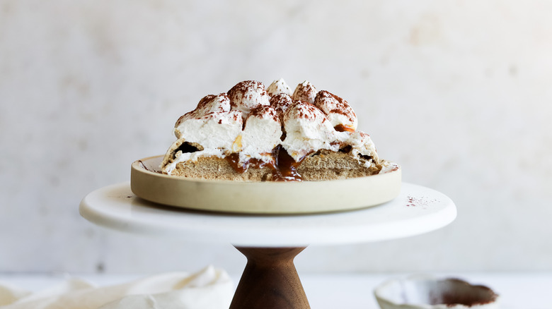 Halved coffee coffee caramel pavlova