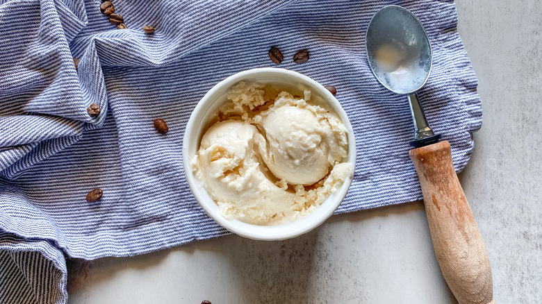 coffee gelato in bowl