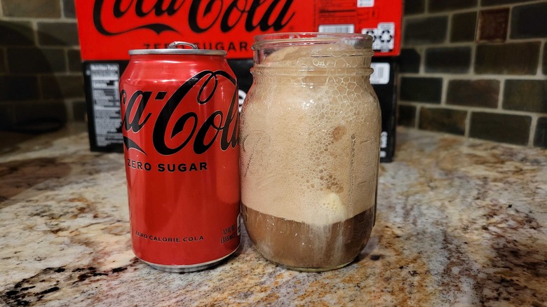 Coke Zero float in jar