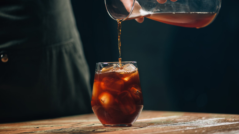 Poured cold brew coffee