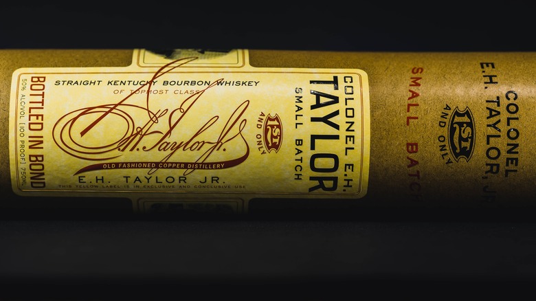 Colonel E..H. Taylor Bourbon bottle in shadows