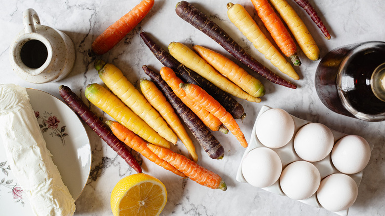 ingredients for carrot goat cheese frittata