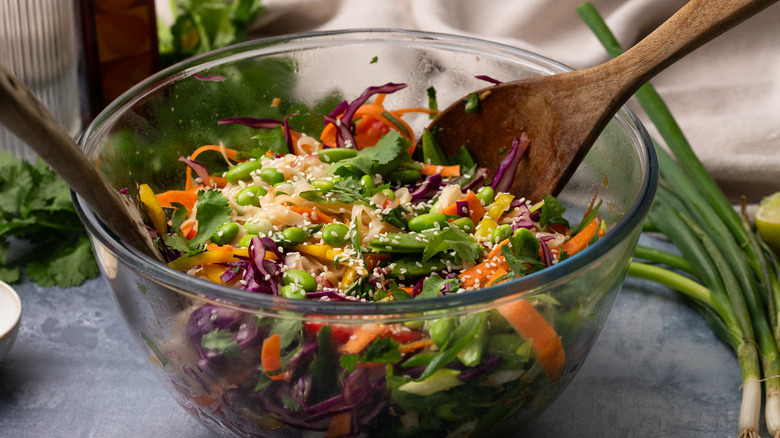 Colorful toasted sesame noodle salad