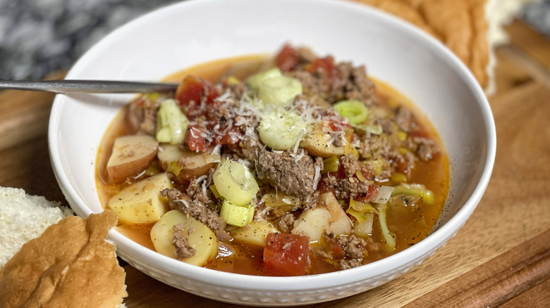 stew in white bowl