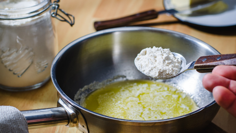 Making a roux on a stove