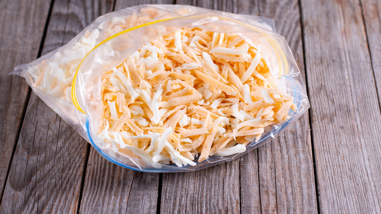Grated parmesan cheese in bag