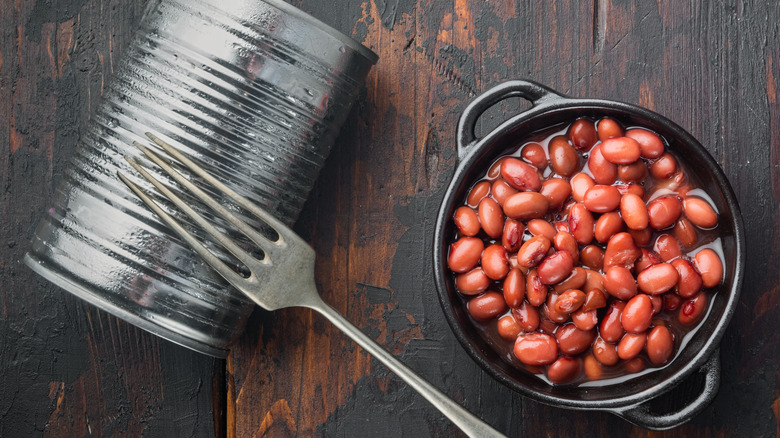 Can of beans in a bowl 