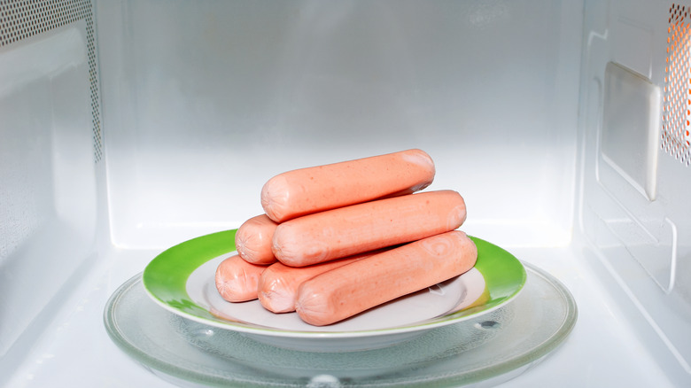 hot dogs in a microwave