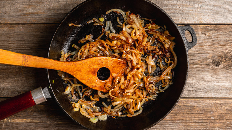 Caramelized onions on plate