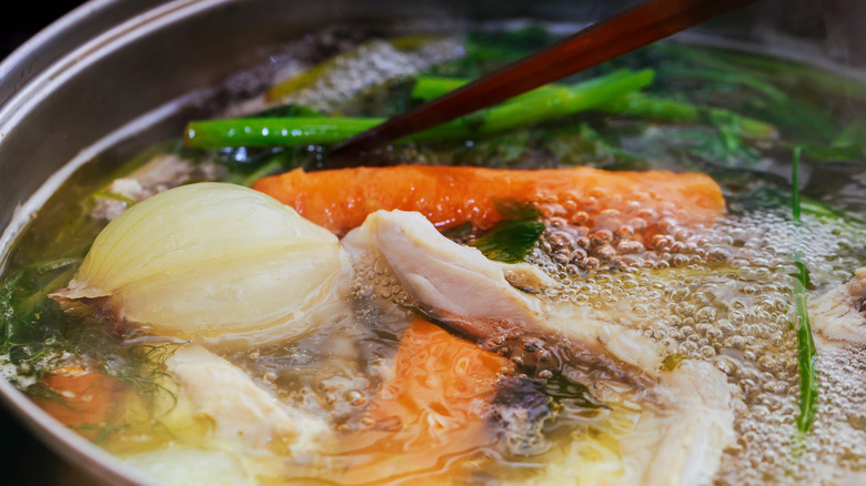 Soup simmering in pot