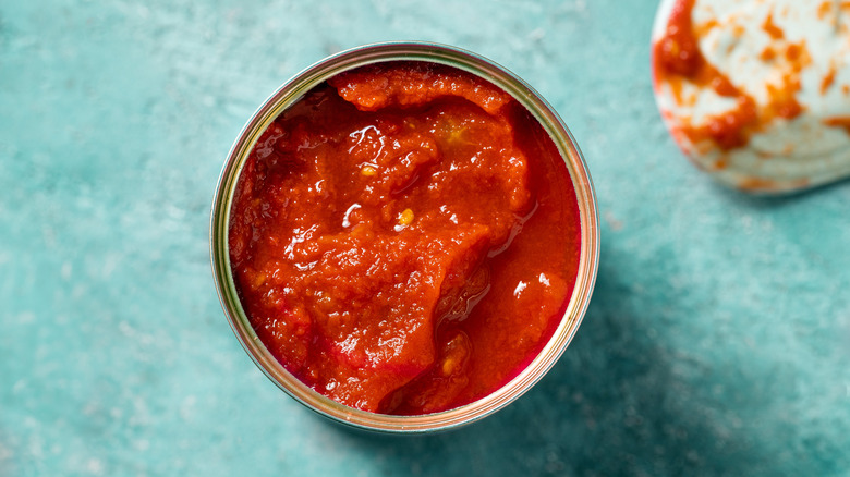 opened can of tomato puree