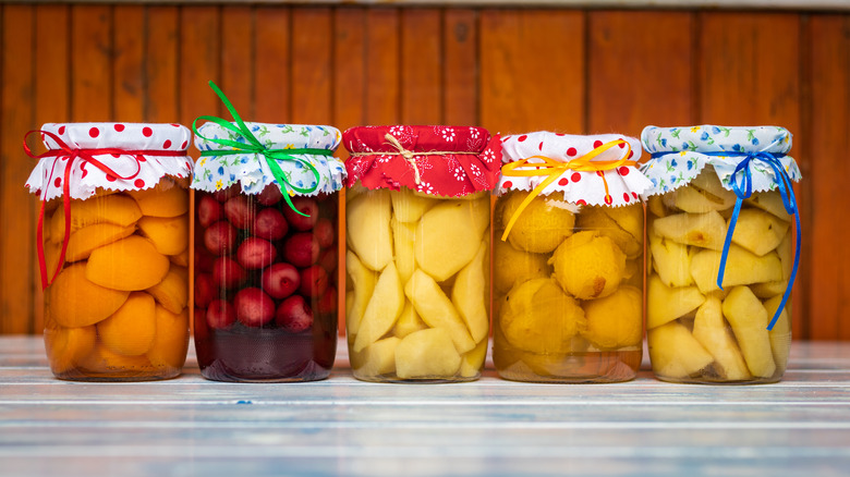 Fruit preserved in jars