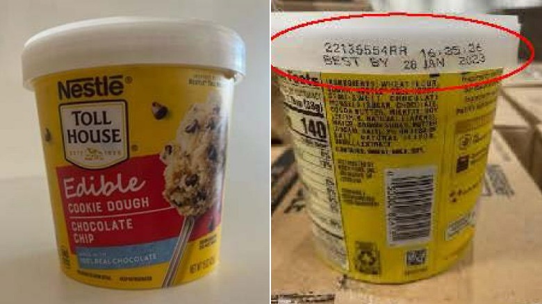 recalled Nestle edible cookie dough packaging