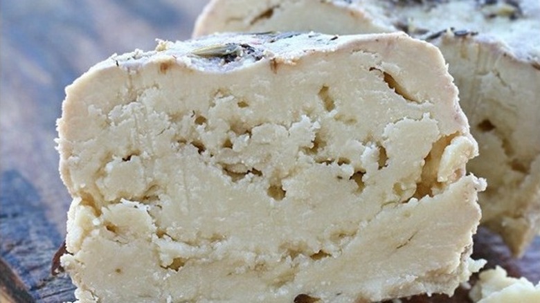 sliced Conciato Romano cheese