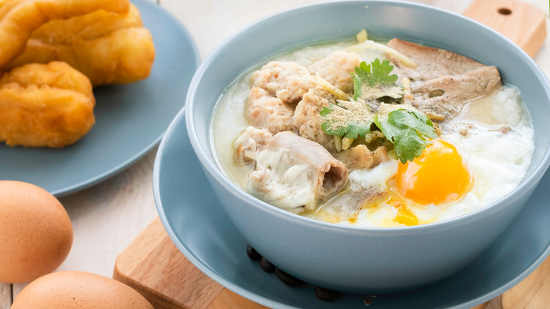 Congee with pork and egg