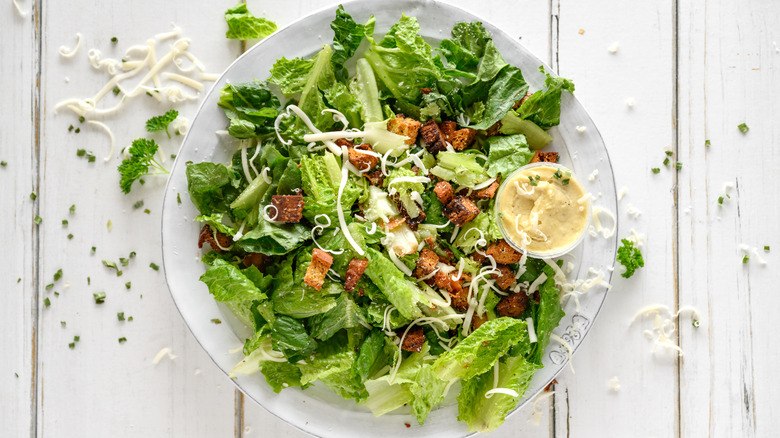 Cheese and salad on a plate