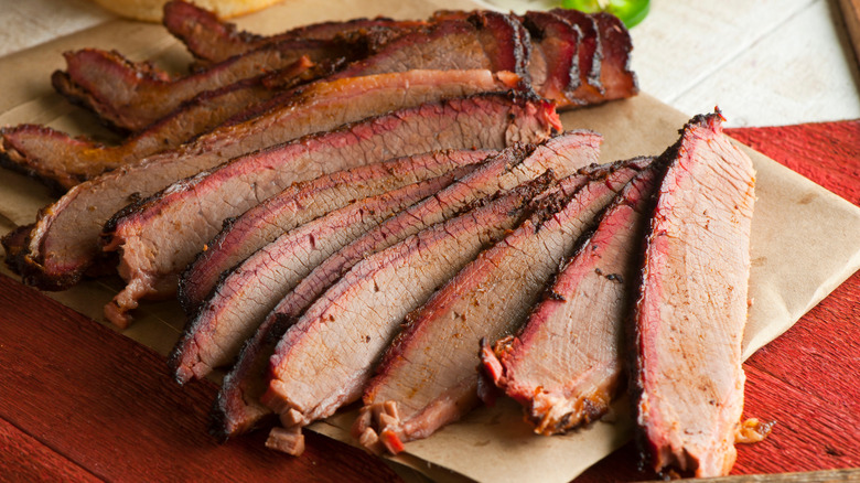 Sliced barbecue brisket