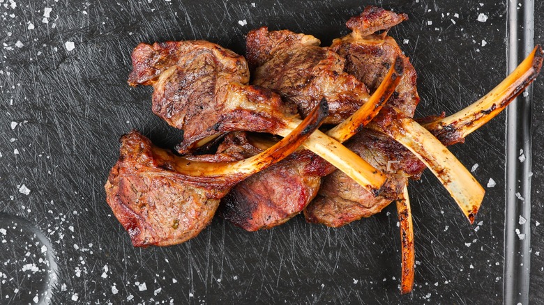 lamb chops on surface