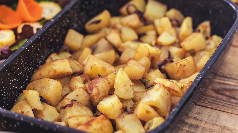 roast potatoes in baking dish