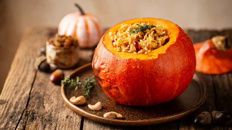 Rice-stuffed pumpkin