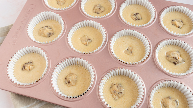 baking cookie dough cupcakes 