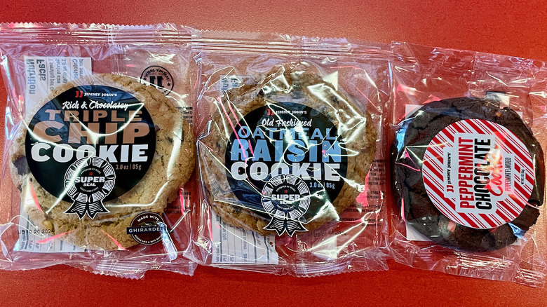 Three Jimmy John's cookies