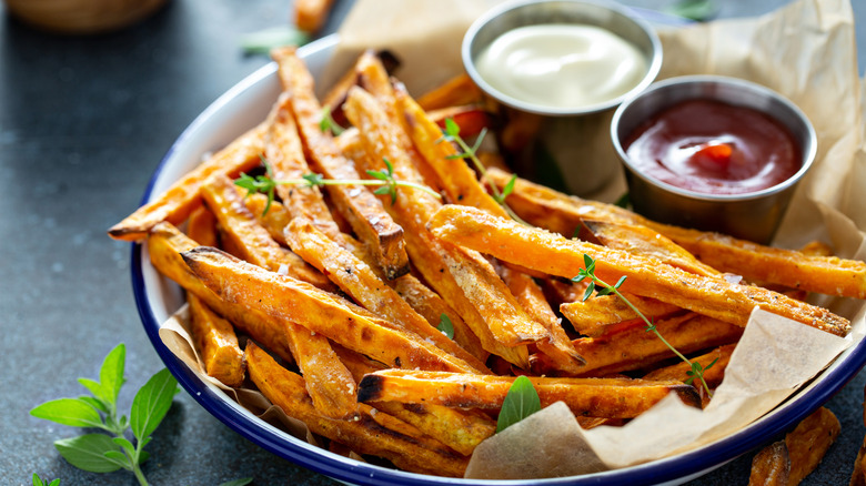 Sweet potato fries with dips