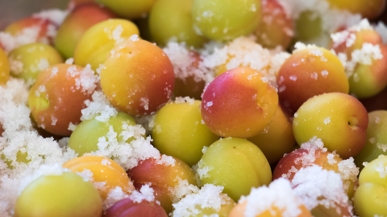 Salt-covered umeboshi plums 