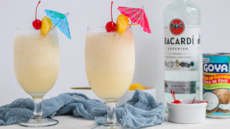 pina coladas in glass 