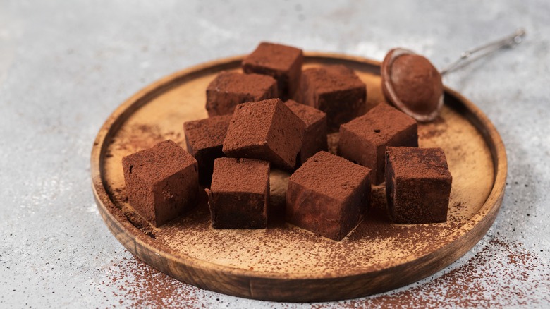 plate of cocoa-dusted squares