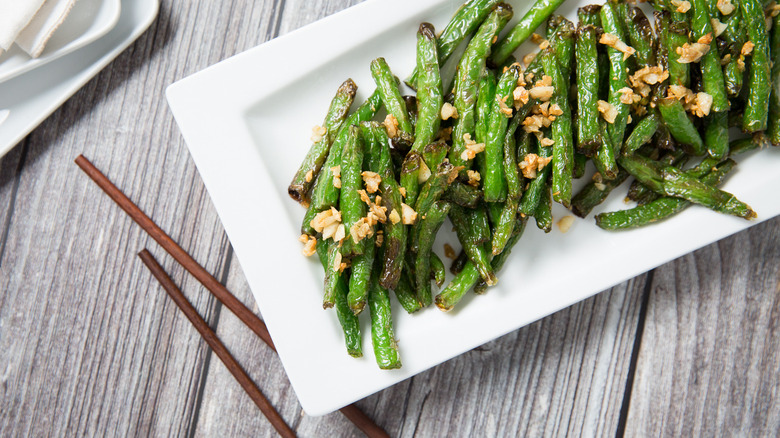 garlic green beans on dish