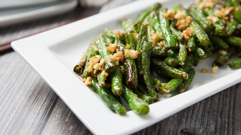 garlic green beans on dish