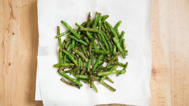 fried green beans on table