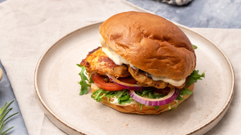 Nando's chicken sandwich on plate