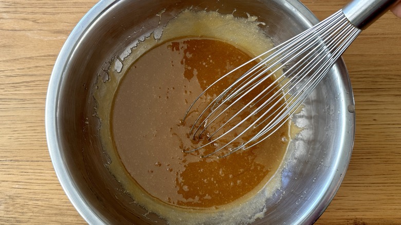wet ingredients and whisk in bowl