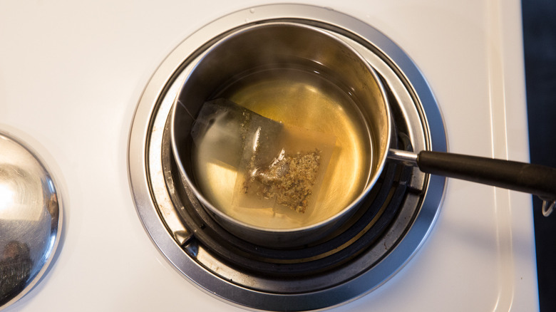 teabags steeping in small pot