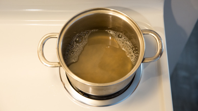 lemonade in pot on stove