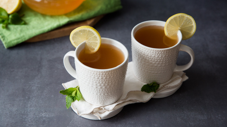 2 teacups served on table