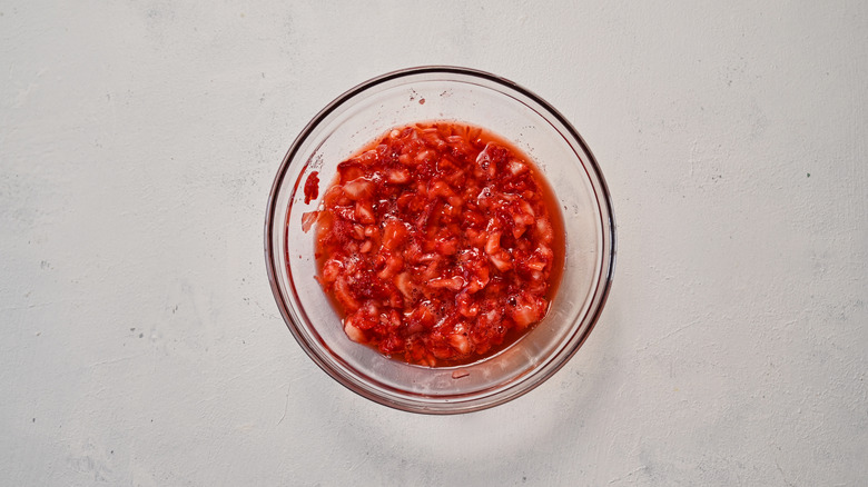 macerated strawberries in a bowl