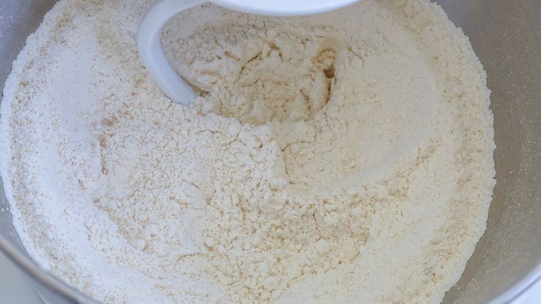 Dry ingredients in a stand mixer