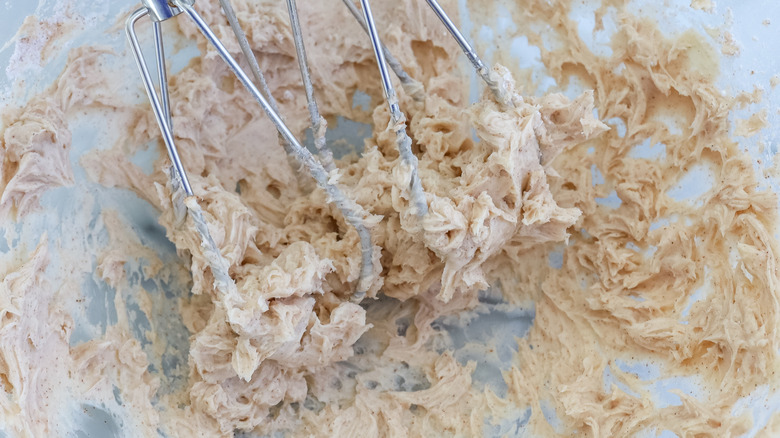 Cinnamon butter beaten in a bowl