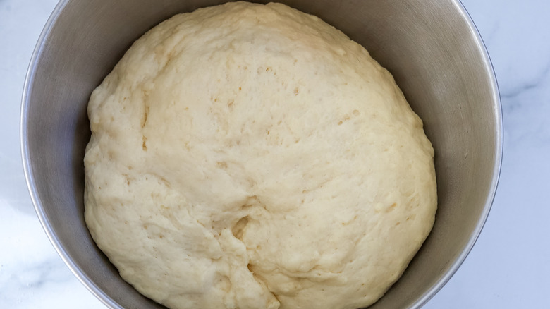 Risen dough in a bowl