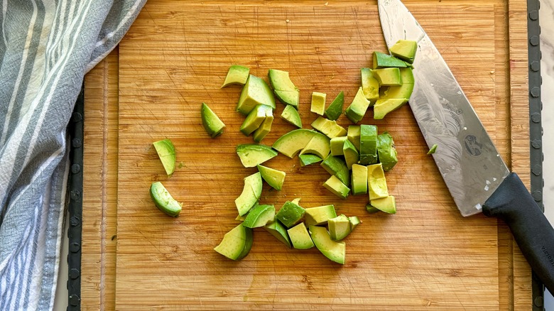 cut avocado on cutting board