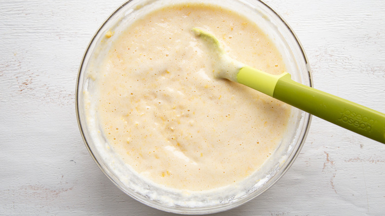 corn fritter batter in bowl 