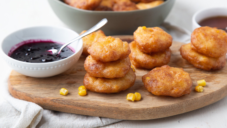 corn fritters on plate 