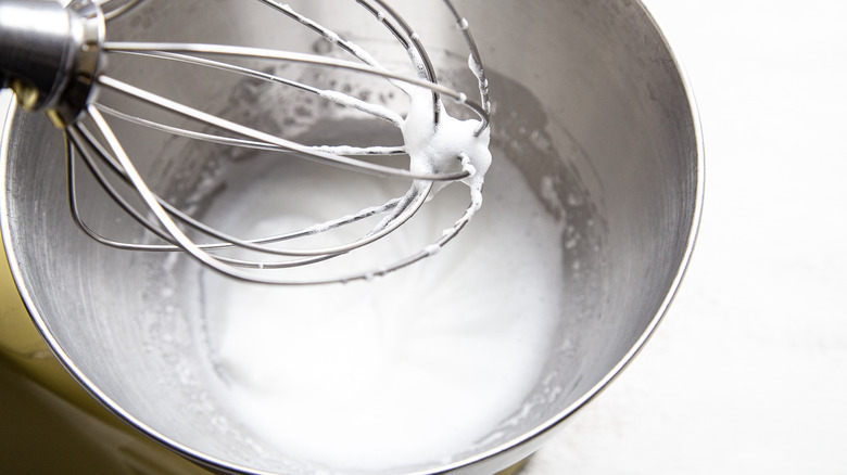 egg whites in mixing bowl 