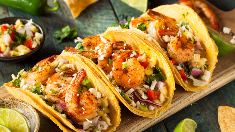 spicy shrimp tacos with slaw