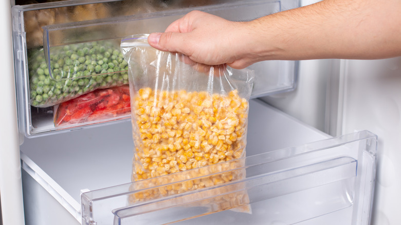 bag of frozen corn kernels