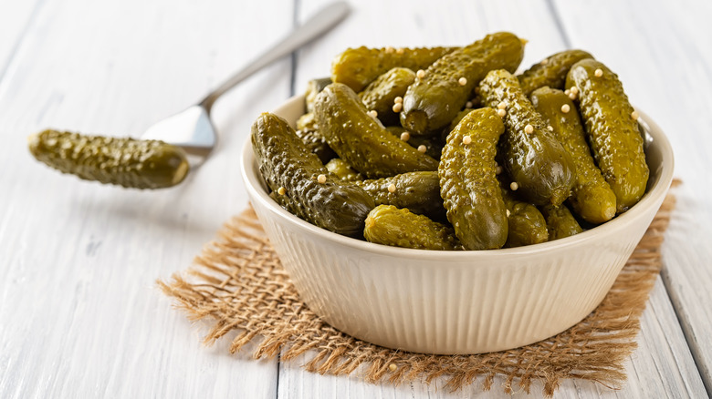 Bowl of cornichons